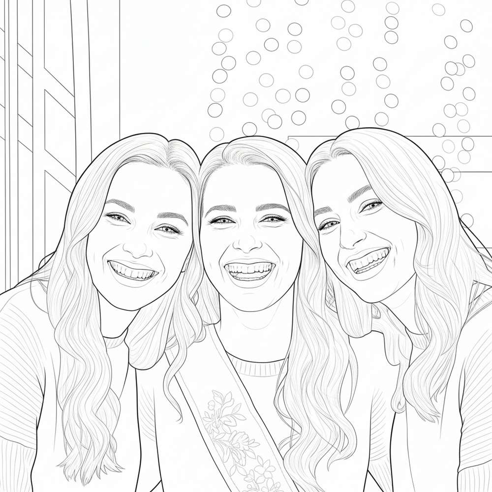 After — personalized coloring page of Personalized Bachelorette Party Coloring Books from Photos