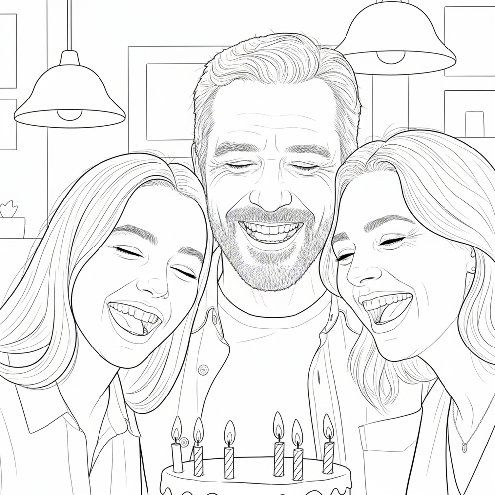 After — personalized coloring page of Personalized Birthday Coloring Book from Photos for Dad