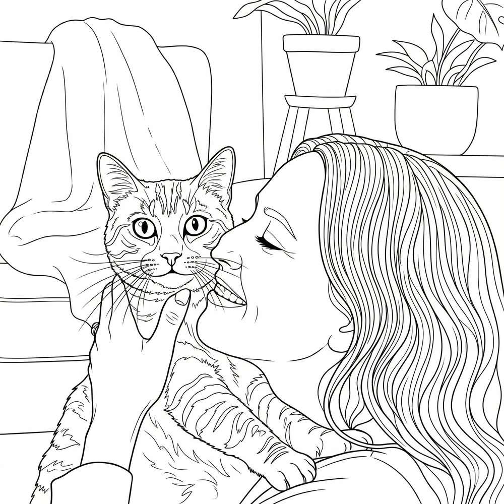 After — personalized coloring page of Personalized Cat Coloring Book from Photos