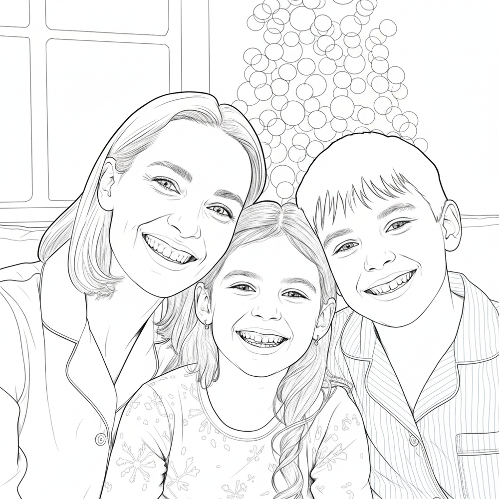 After — personalized coloring page of Personalized Christmas Coloring Book from Photos