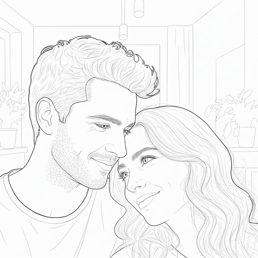 After — personalized coloring page of Personalized Coloring Book from Photos for Your Boyfriend
