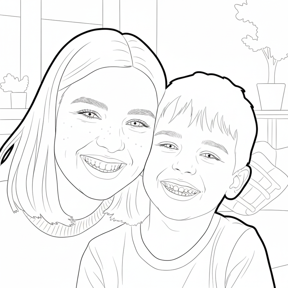 After — personalized coloring page of Personalized Coloring Book from Photos for Your Brother