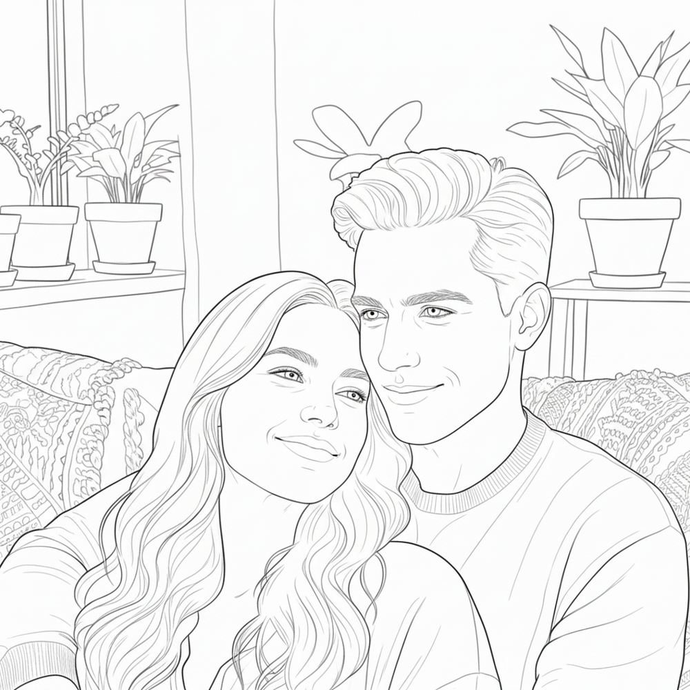 After — personalized coloring page of Personalized Coloring Book from Photos for Your Girlfriend