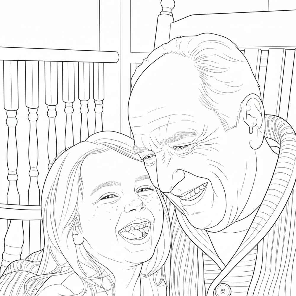 After — personalized coloring page of Personalized Coloring Book from Photos for Grandpa