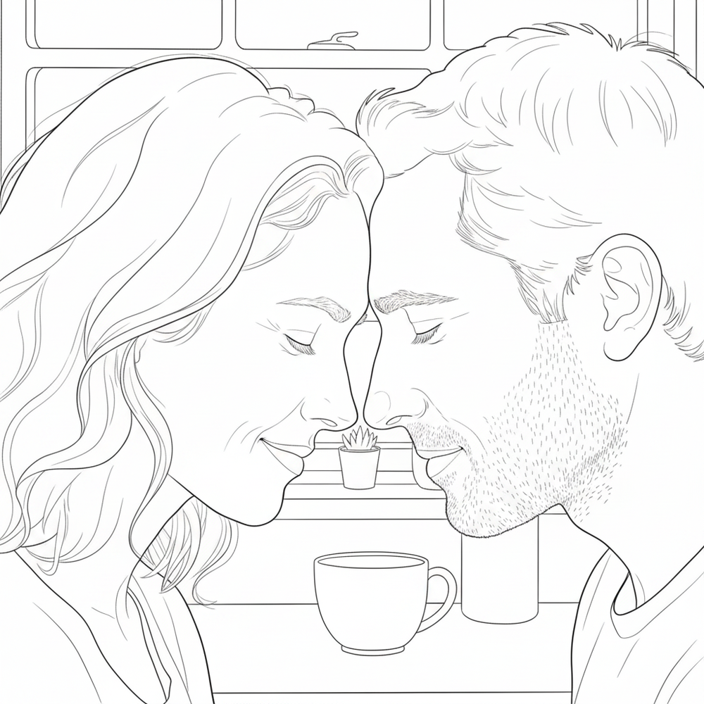 After — personalized coloring page of Personalized Coloring Book from Photos for Your Husband