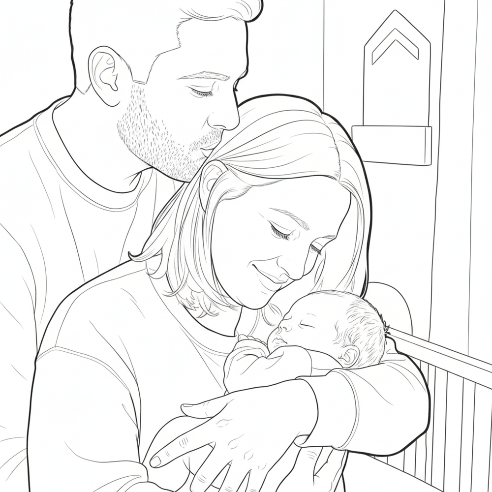 After — personalized coloring page of Personalized Coloring Book from Photos for New Moms