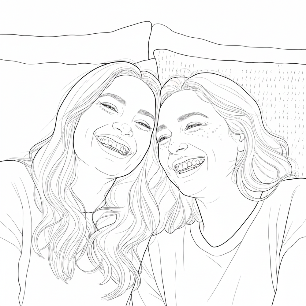 After — personalized coloring page of Personalized Coloring Book from Photos for Your Sister