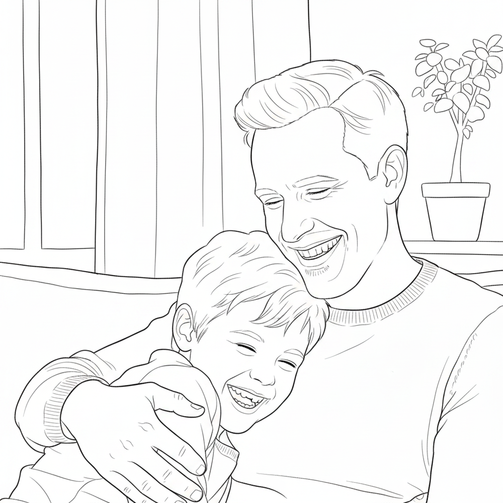 After — personalized coloring page of Personalized Coloring Book from Photos for Your Son