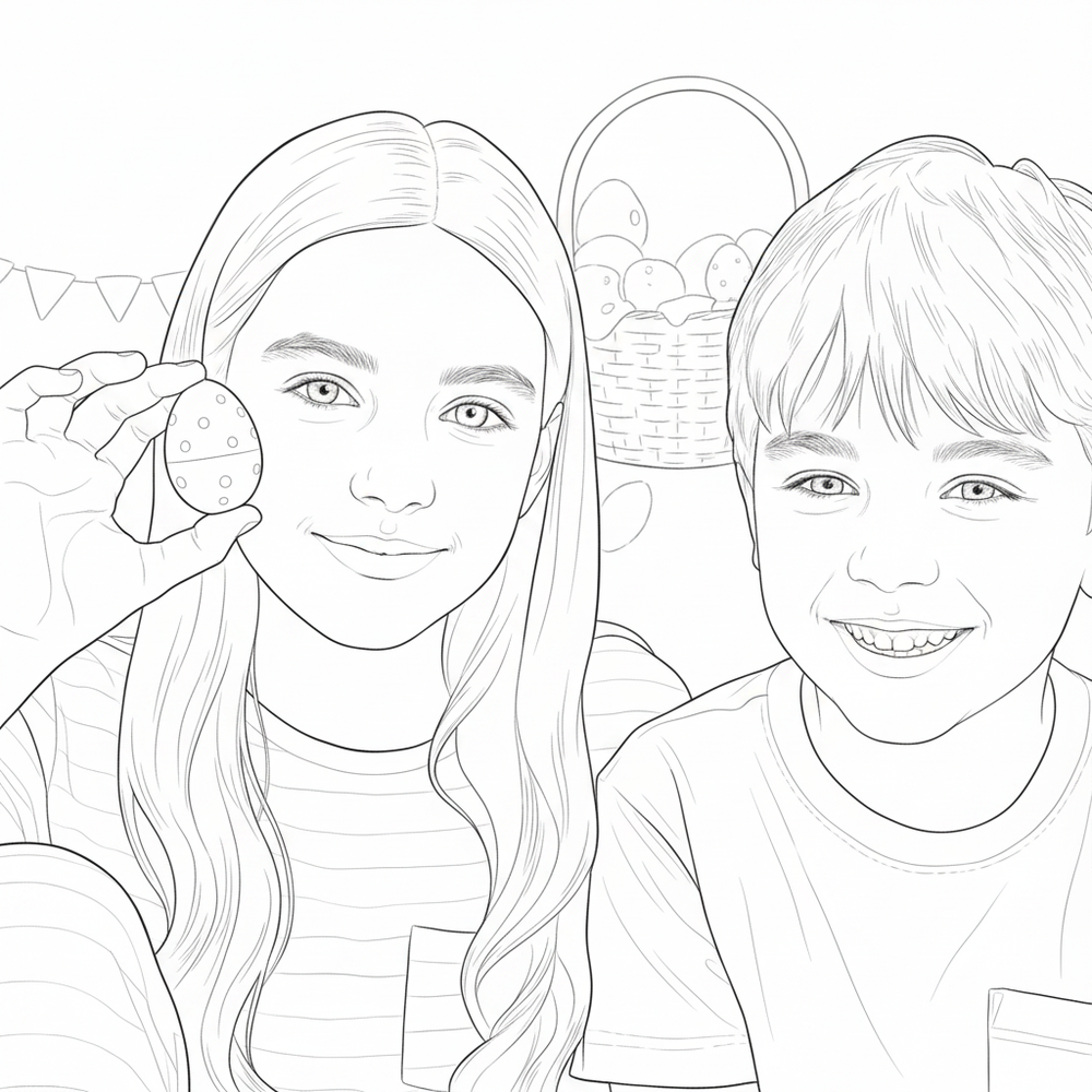 After — personalized coloring page of Personalized Easter Coloring Book from Photos
