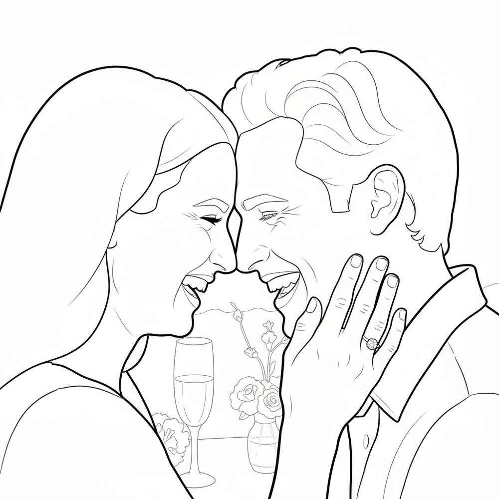 After — personalized coloring page of Personalized Engagement Coloring Book from Photos
