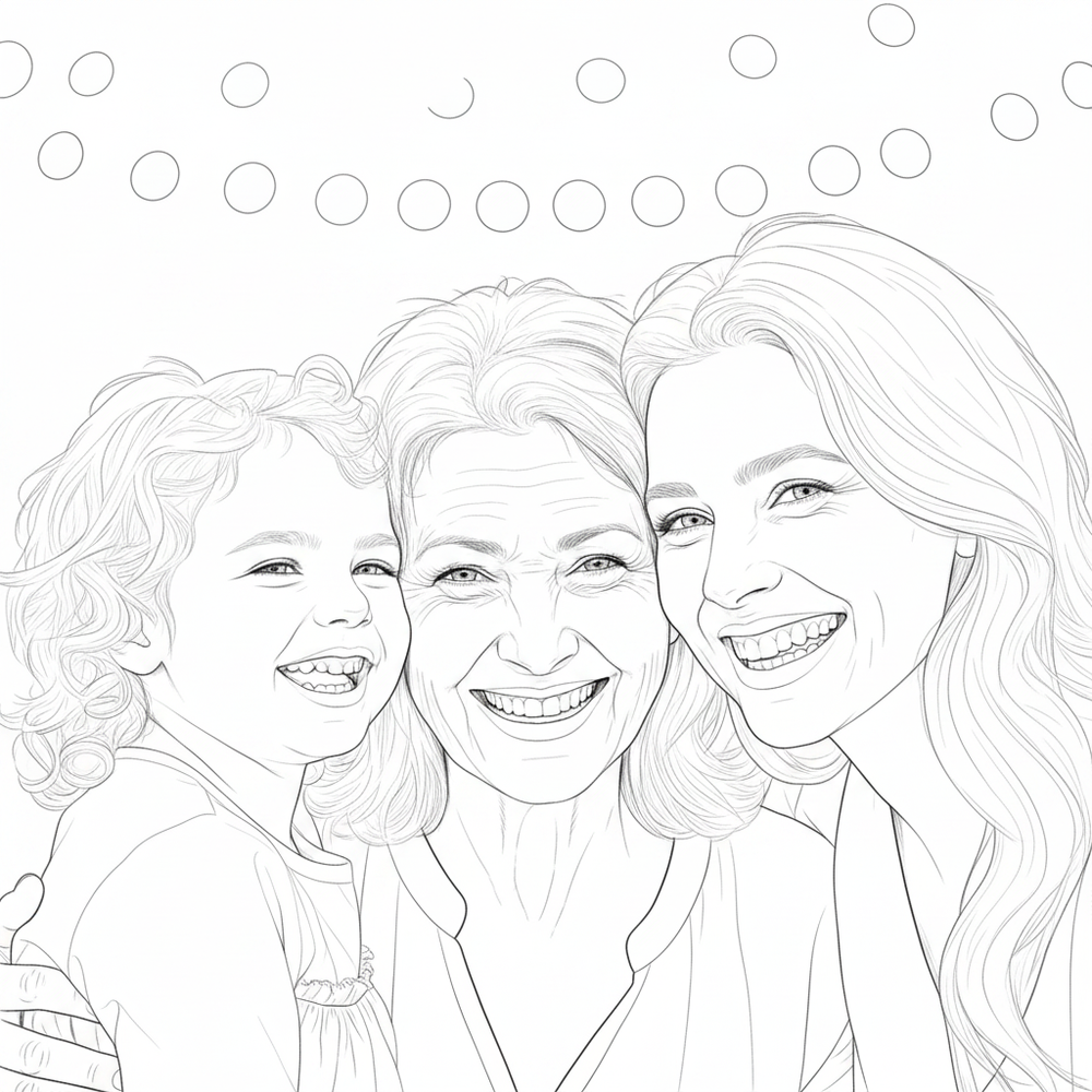 After — personalized coloring page of Personalized Family Coloring Book from Photos