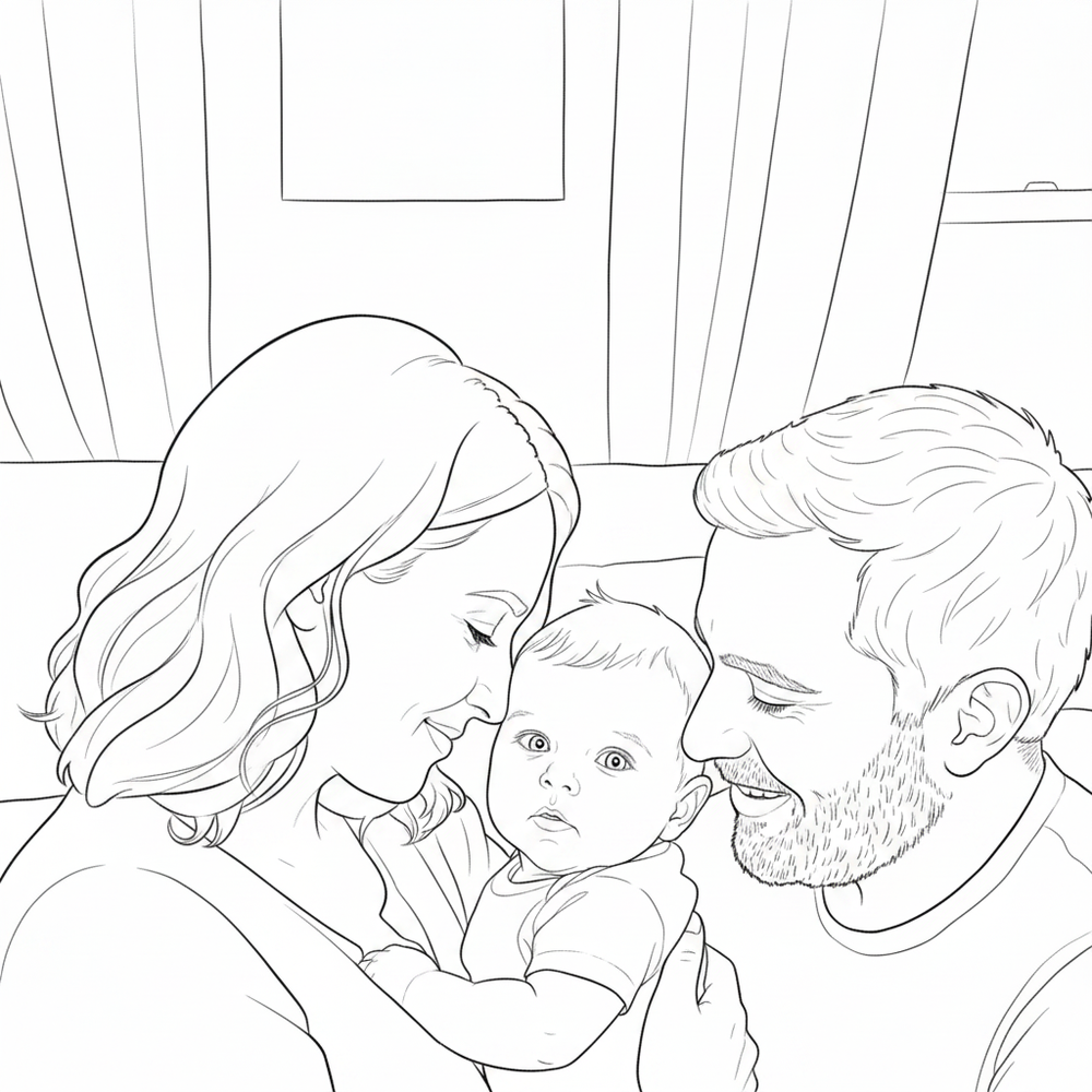 After — personalized coloring page of Personalized First Mother's Day Coloring Book from Photos