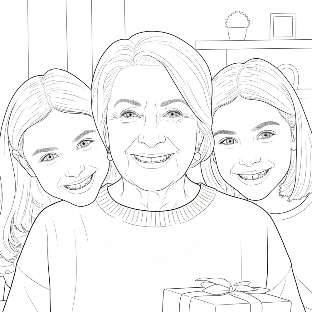 After — personalized coloring page of Personalized Grandparents Day Coloring Book from Photos