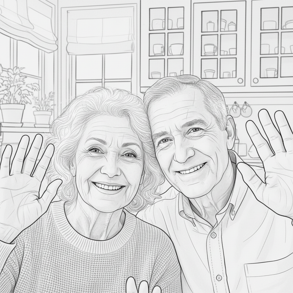 After — personalized coloring page of Personalized Coloring Book from Photos for Long-Distance Grandparents