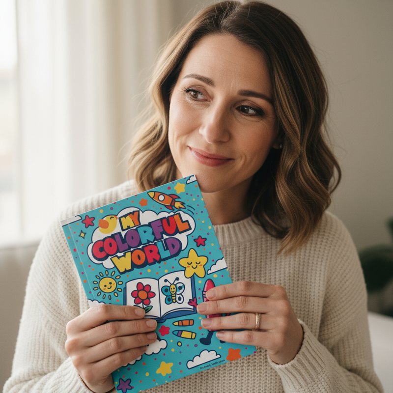 Adult receiving a personalized coloring book as a gift