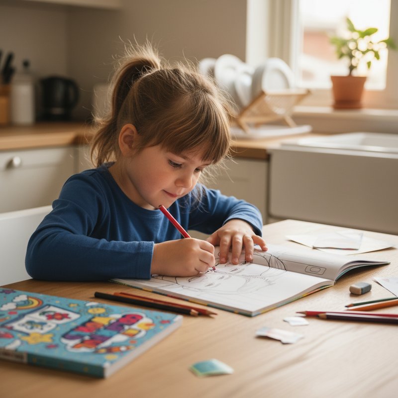 Child coloring a personalized back to school coloring book