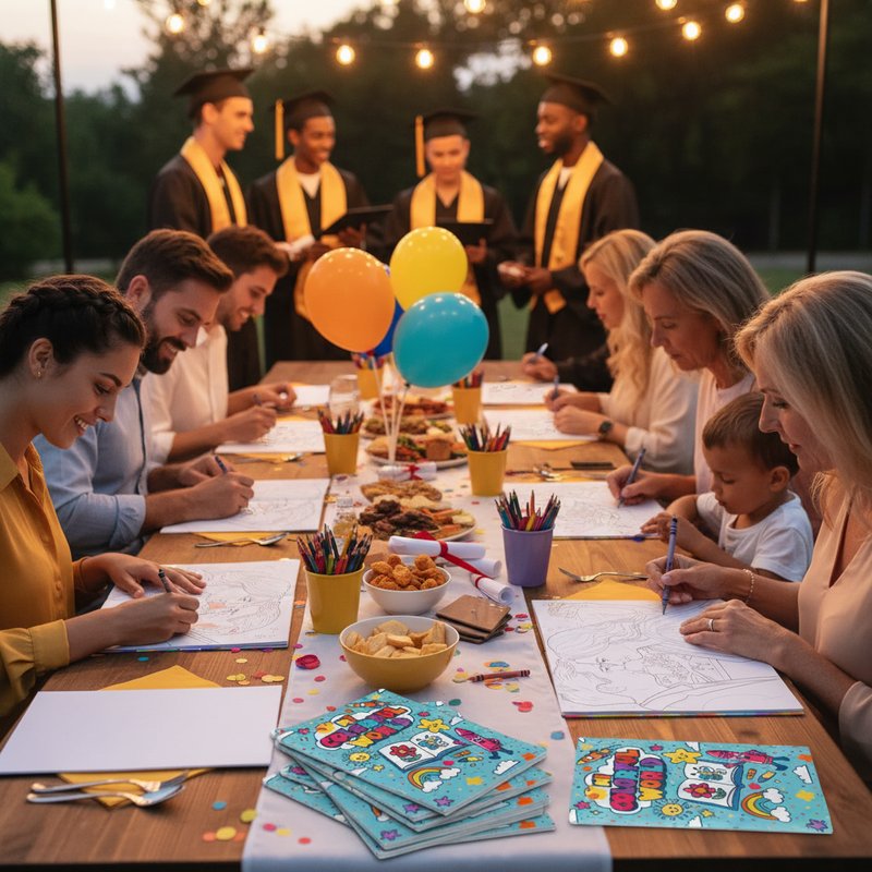 Personalized coloring books as graduation party favors