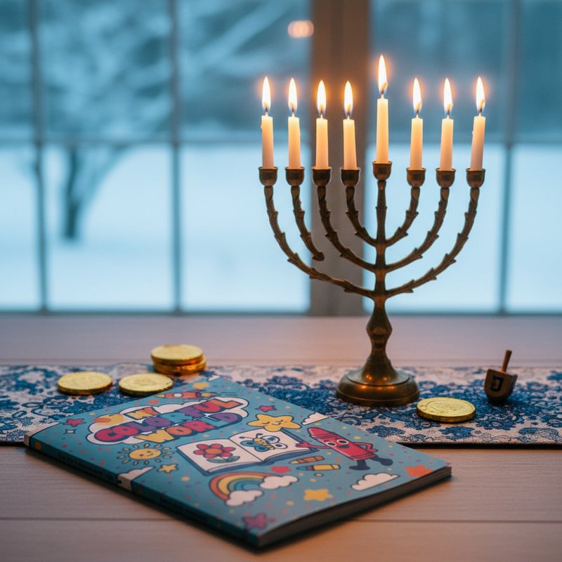 Personalized Hanukkah coloring book kept as a keepsake