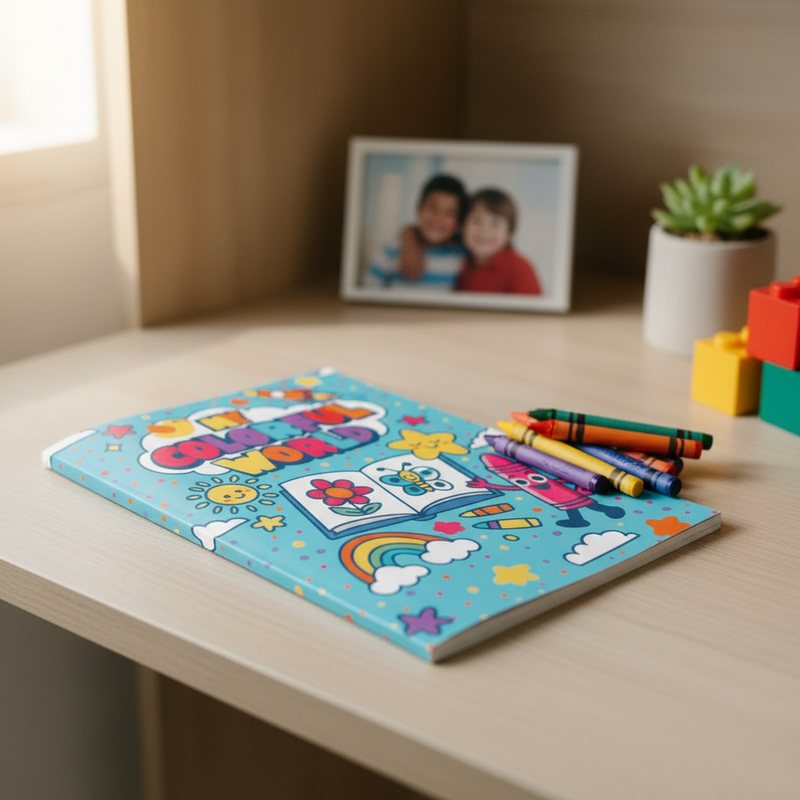 Personalized childrens coloring book kept as a keepsake