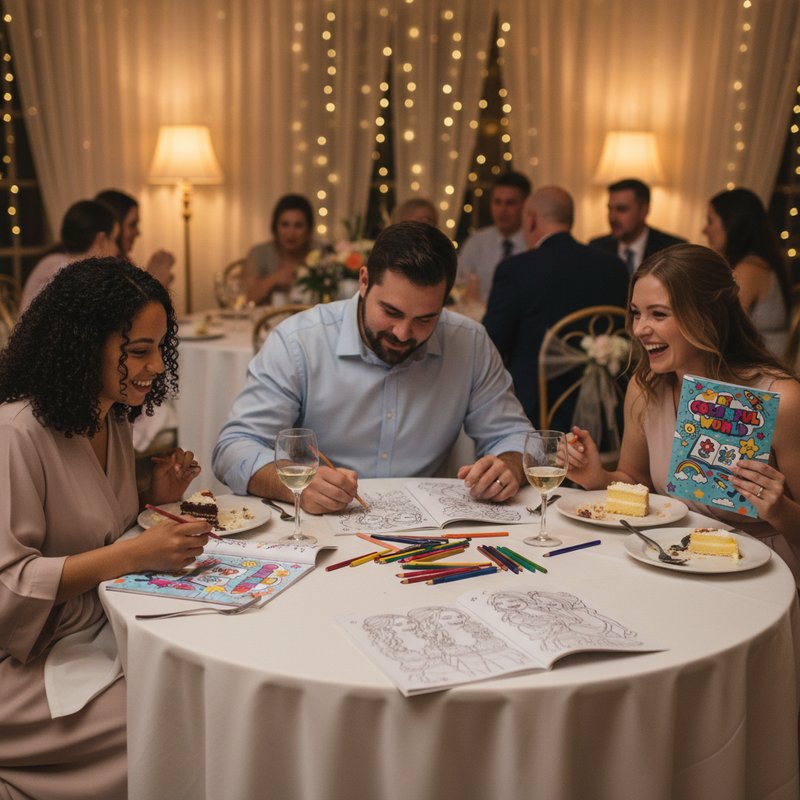 Wedding guests coloring personalized coloring book favors
