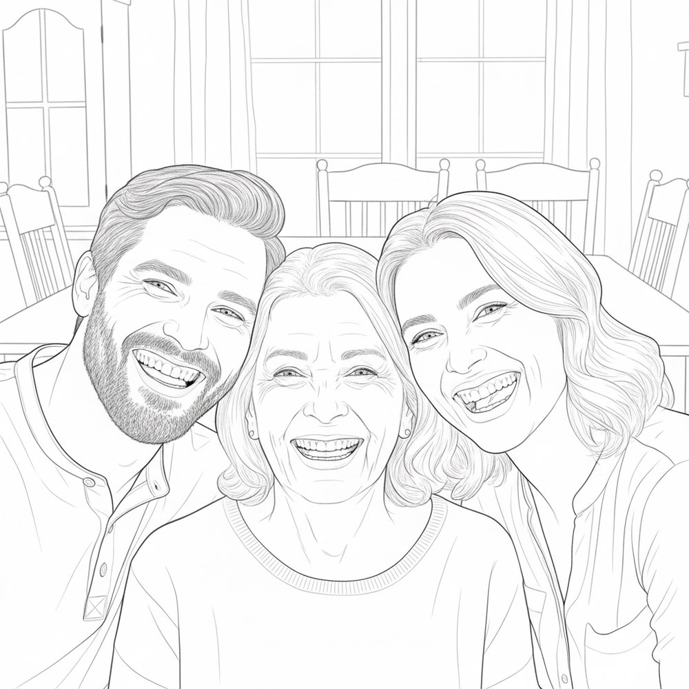 After — personalized coloring page of Personalized Mother's Day Coloring Book from Photos for Grandma