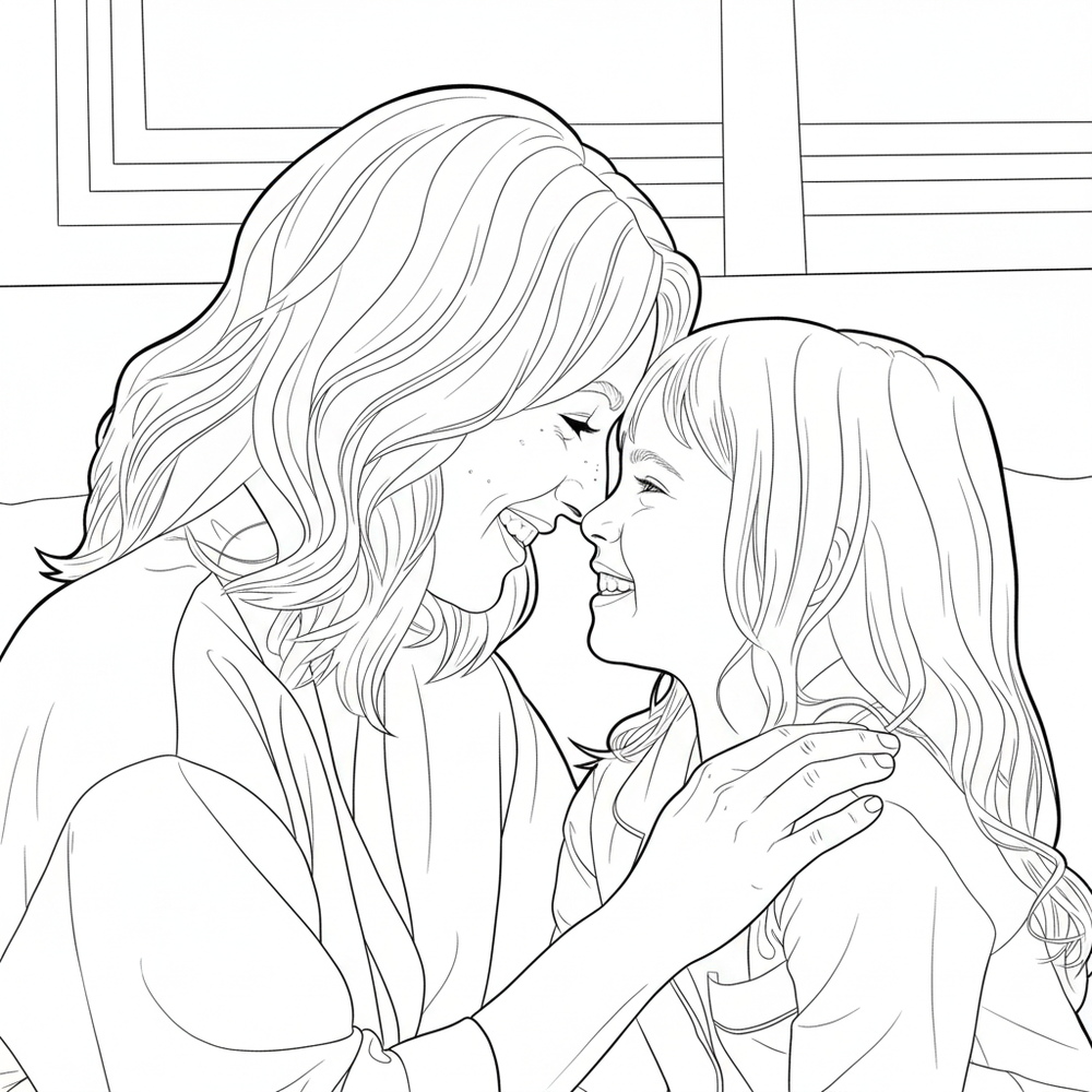 After — personalized coloring page of Personalized Coloring Book from Photos for Your Daughter