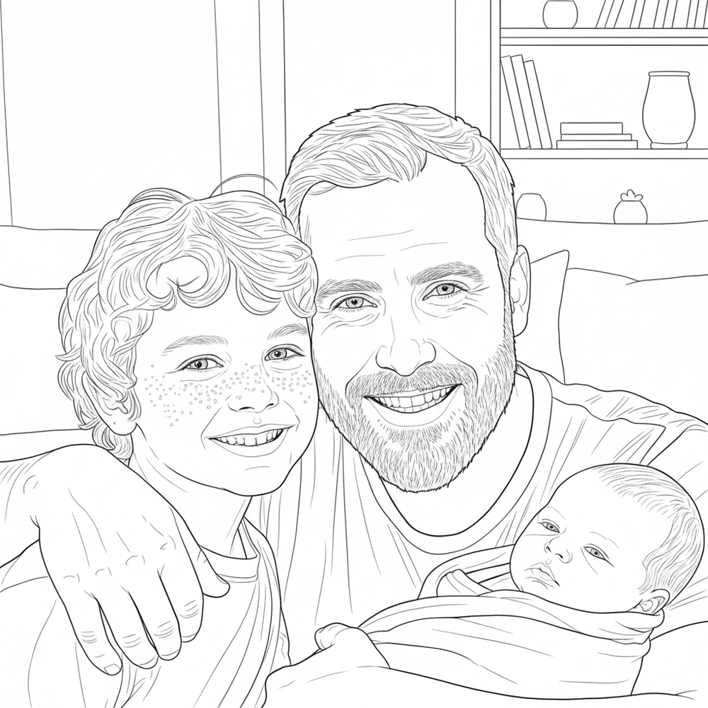 After — personalized coloring page of Personalized Big Brother Coloring Book from Photos
