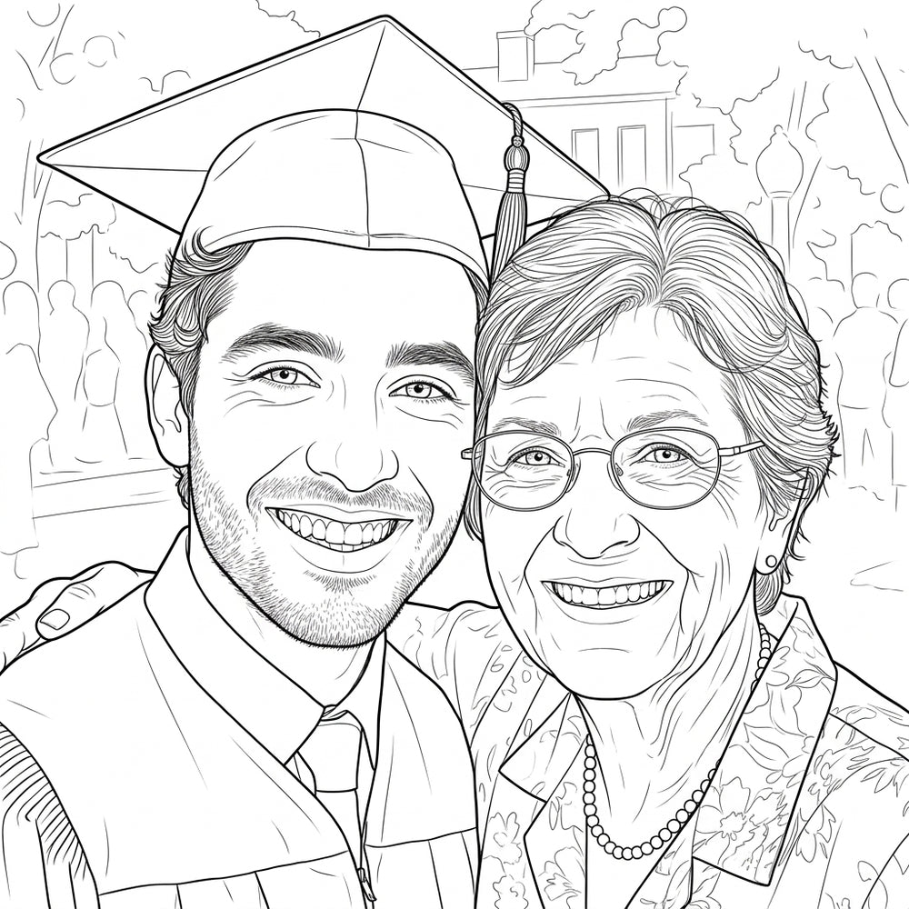After — personalized coloring page of Personalized Graduation Coloring Book from Photos