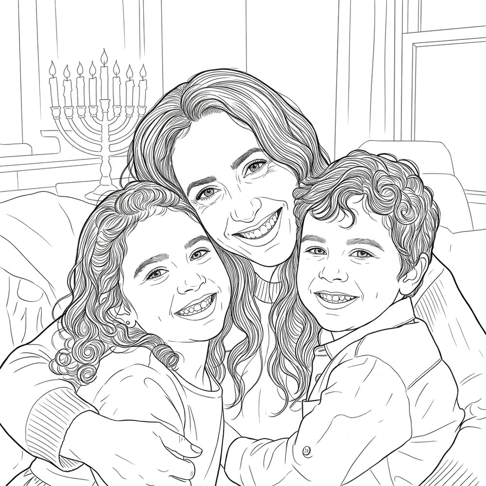 After — personalized coloring page of Personalized Hanukkah Coloring Book from Photos