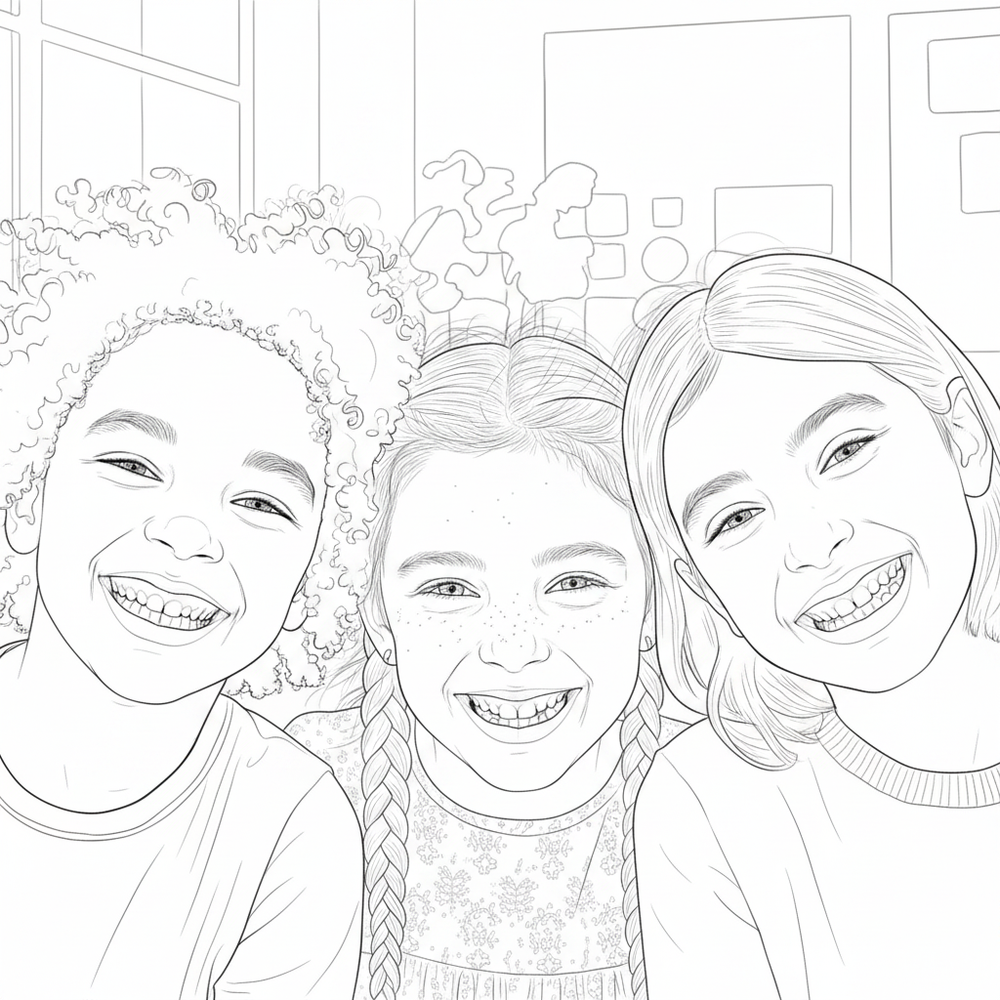 After — personalized coloring page of Custom Coloring Books from Photos for Schools & Churches