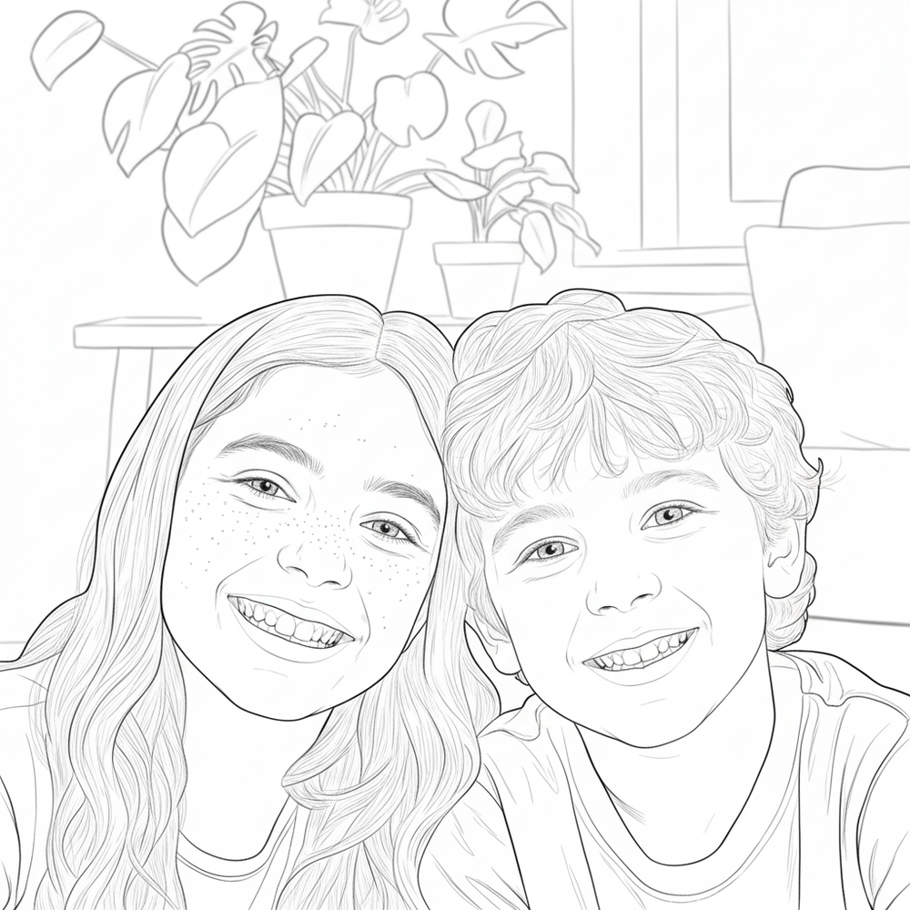 After — personalized coloring page of Photo Coloring Book – 32 Custom Pages from Your Pictures